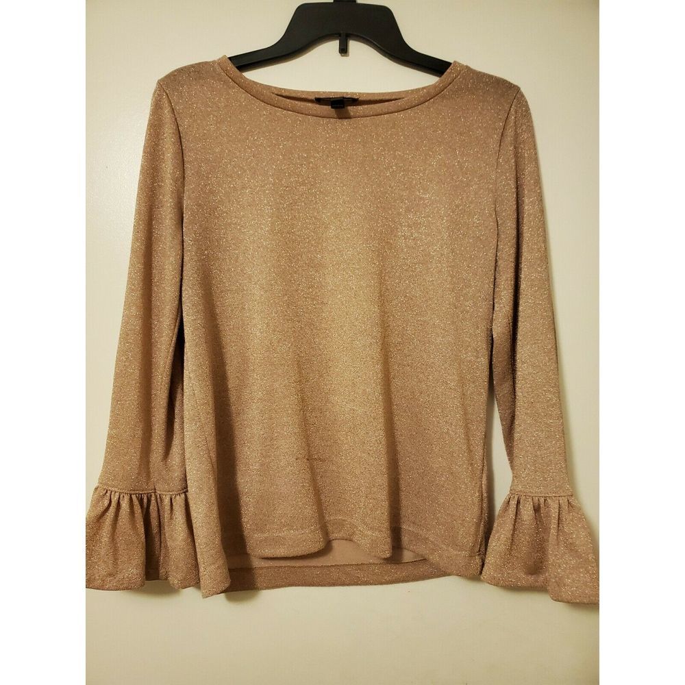 J.Crew Top Womens Gold Sparkle Bell Sleeve Knit M